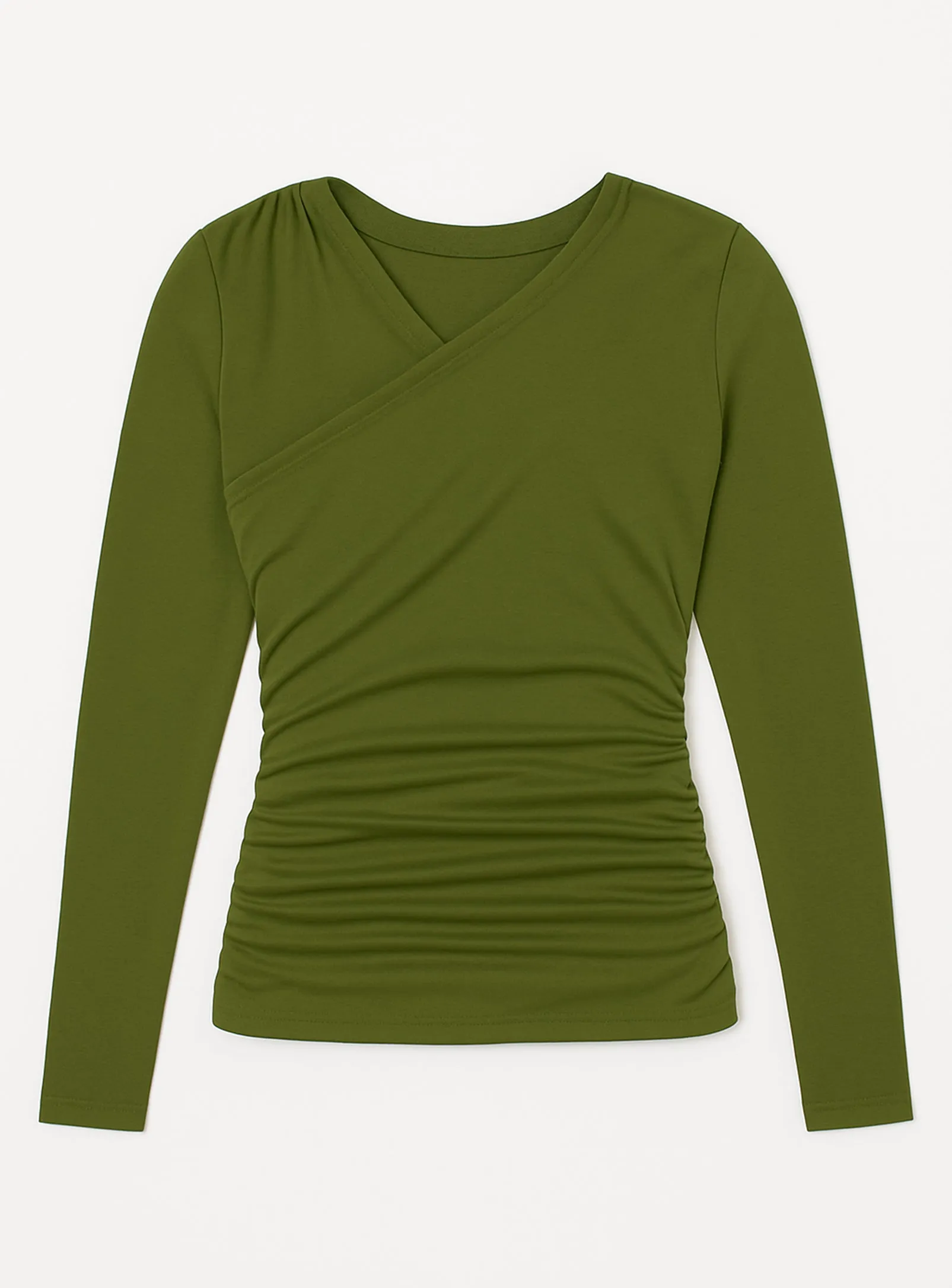 LIANE | Long-Sleeve V-Neck Front-Ruching Top || LIANE| Haut à manches longues col en V avec fronces devant sold by Point Zero product image thumbnail 3