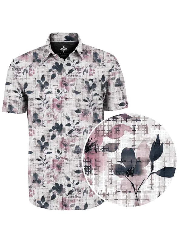 HENRY | 4-Way Stretch Floral Print Short-Sleeve Shirt || HENRY | Chemise à manches courtes à imprimé floral extensible sold by Point Zero