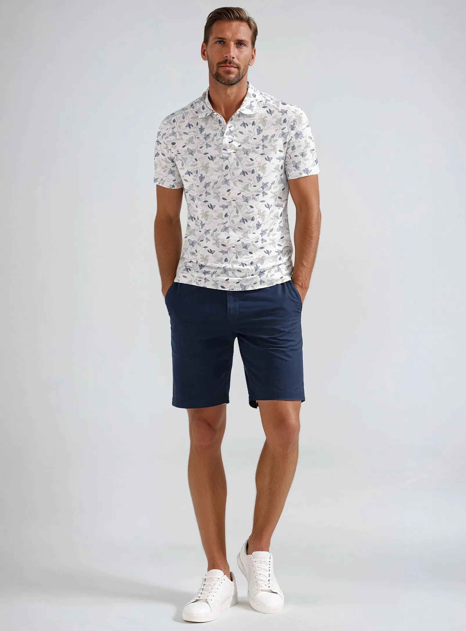 Adrian | Semi-Fit Fine Jersey Polo With All-Over Floral Paisley Print sold by Point Zero product image thumbnail 5