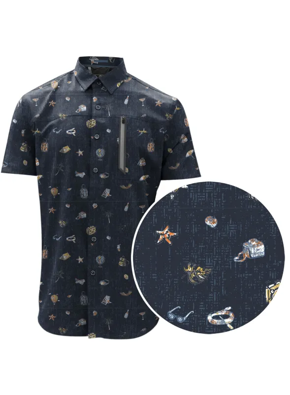 AUREL | Summer Icons Performance Shirt || AUREL | Chemise performance motifs estivaux sold by Point Zero