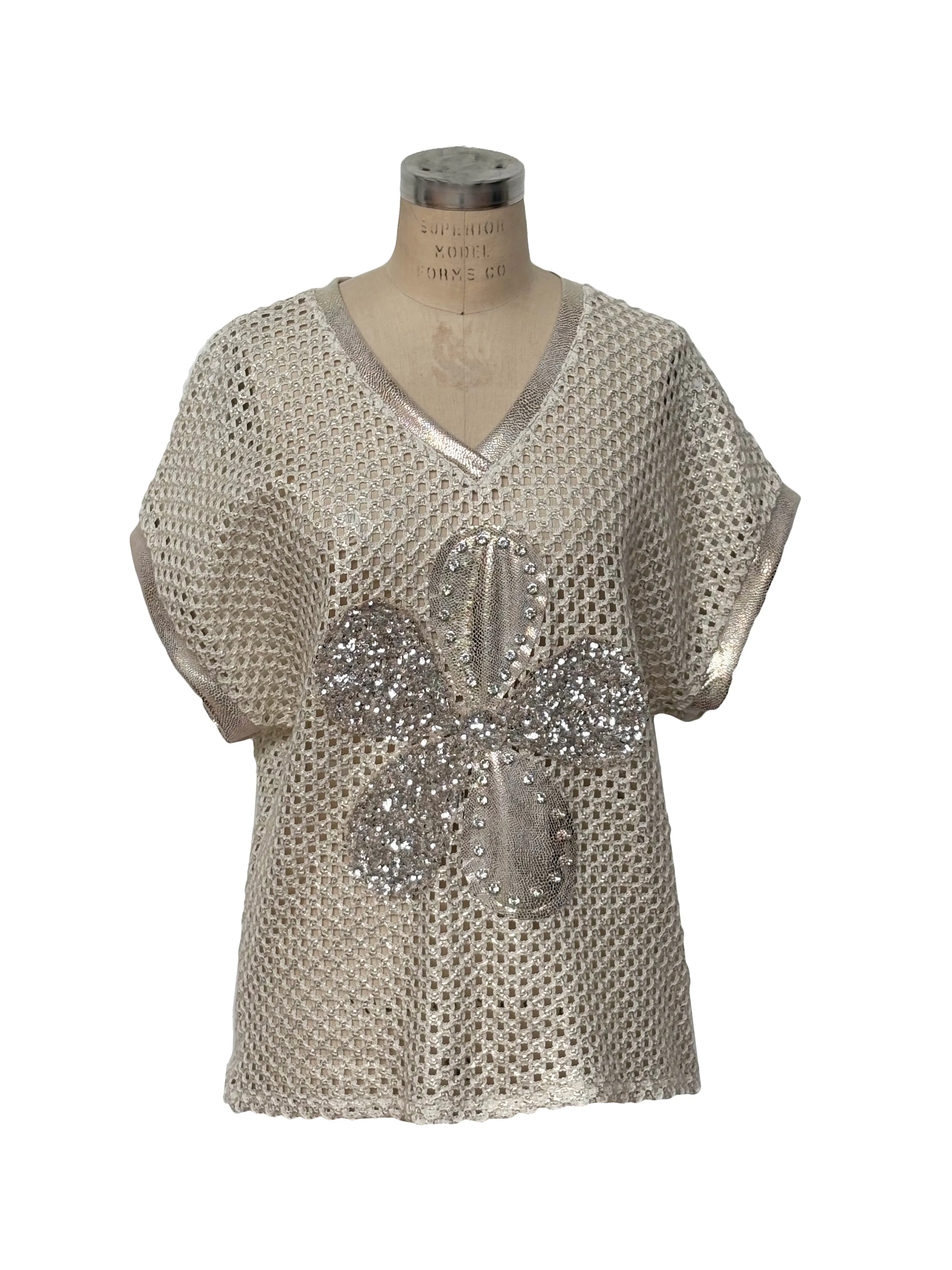 ALYA | Mesh Knit Top with Sequin Flower Detail || ALYA | Haut en maille filet avec fleur à sequins sold by Point Zero product image thumbnail 3