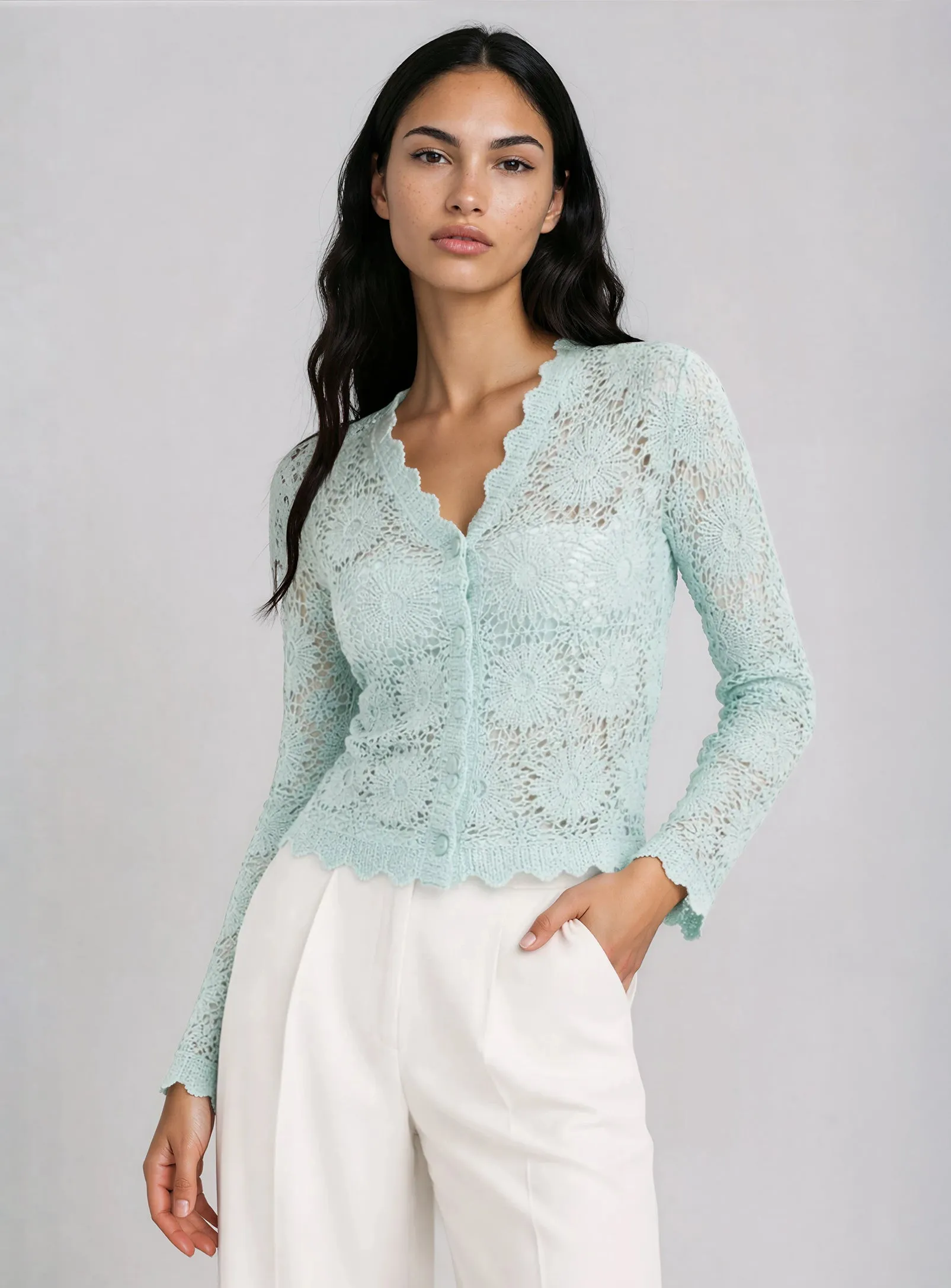 CRIS | Crochet Button-Up Cardigan || CRIS | Cardigan boutonné en crochet sold by Point Zero product image thumbnail 4