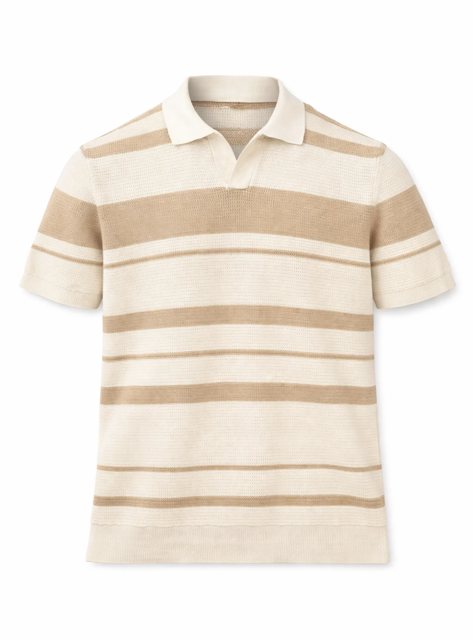 ADAM | Semi-fit textured knit cotton polo with horizontal stripe || ADAM | Polo en coton texturé à rayures horizontales sold by Point Zero product image thumbnail 2