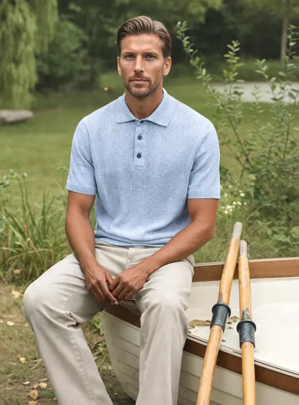 Elio | Light Knit Cotton Polo Sweater made by Point Zero