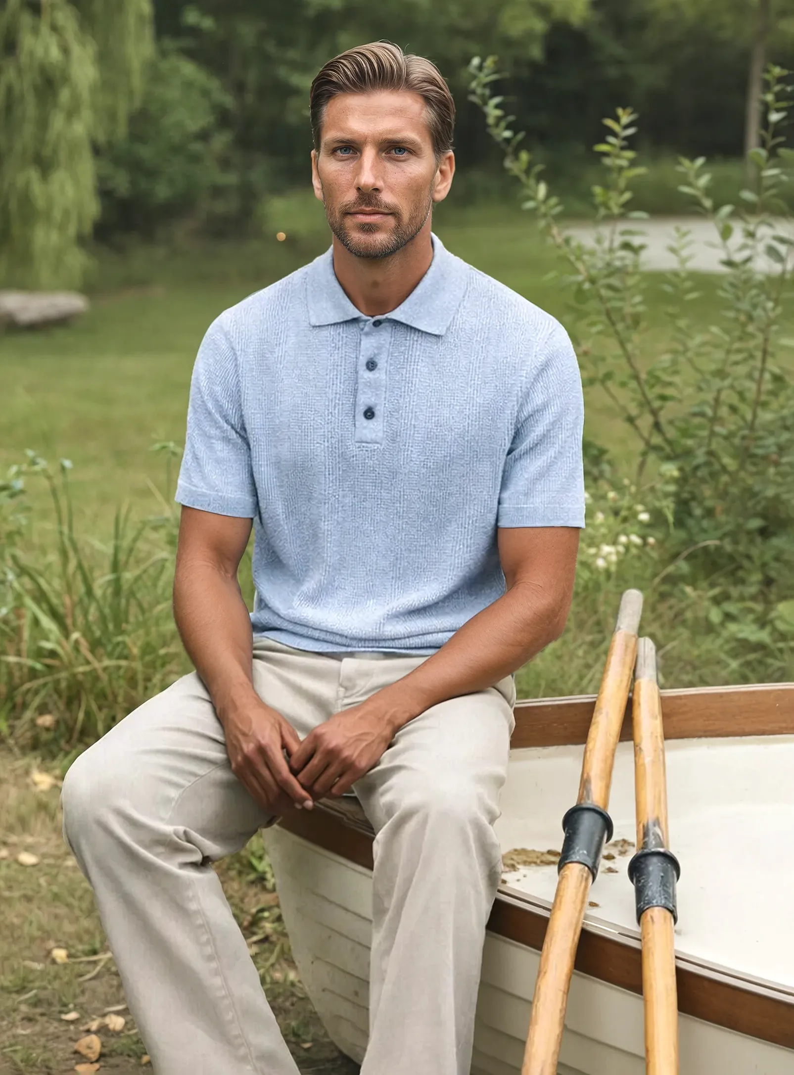 Elio | Light Knit Cotton Polo Sweater sold by Point Zero