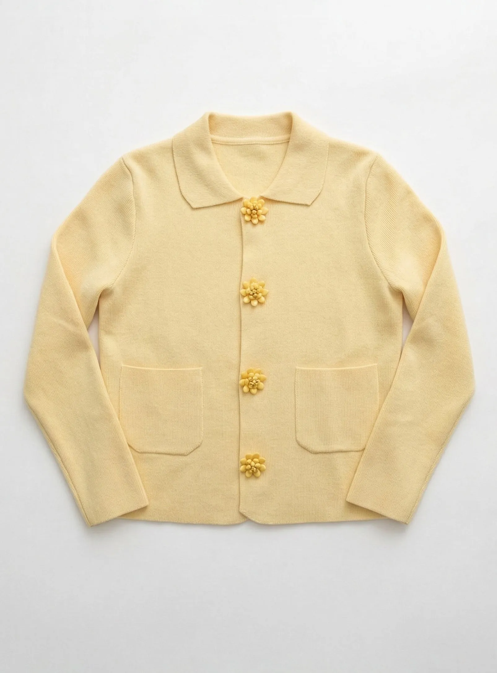 Agathe | Knit Cardigan With Flower-Shaped Buttons sold by Point Zero product image thumbnail 3