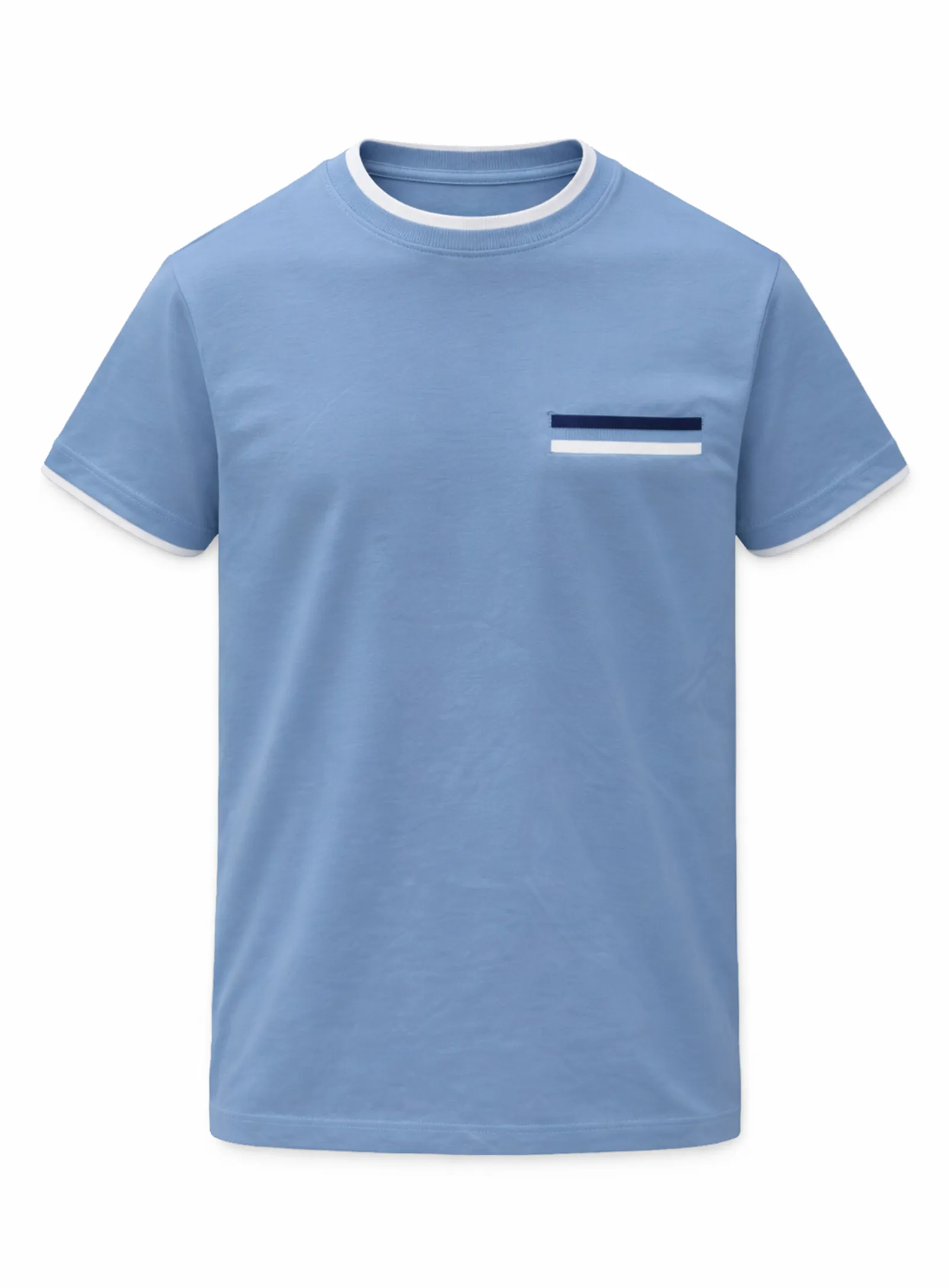 Dylan | Cotton T-Shirt With Rib Neck And Chest Faux Rib Pocket sold by Point Zero product image thumbnail 5