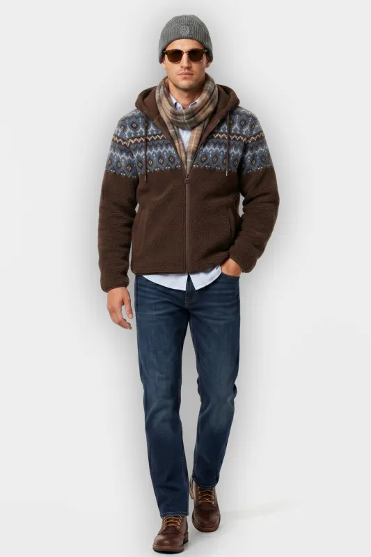 Vineland | Jacquard Sherpa Hooded Full-Zip Jacket made by Point Zero