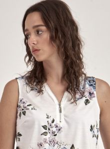 FLOWER PRINT BLOUSE-OFFWHITE sold by Point Zero