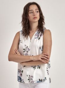 FLOWER PRINT BLOUSE-OFFWHITE sold by Point Zero