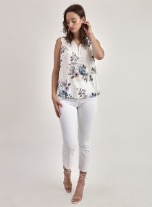 FLOWER PRINT BLOUSE-OFFWHITE sold by Point Zero