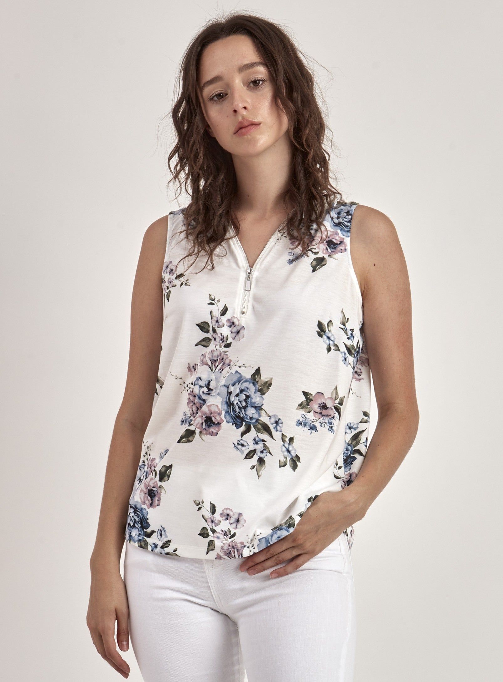 FLOWER PRINT BLOUSE-OFFWHITE sold by Point Zero