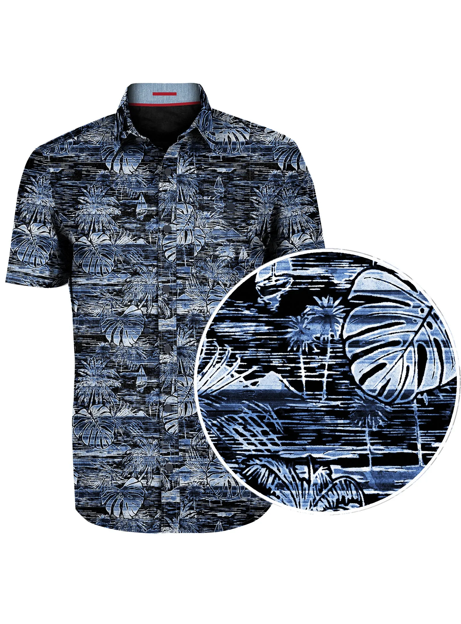 DEAN|Tropical print traveller stretch Shirt||DEAN|Chemise stretch imprimée tropicale pour voyageurs sold by Point Zero
