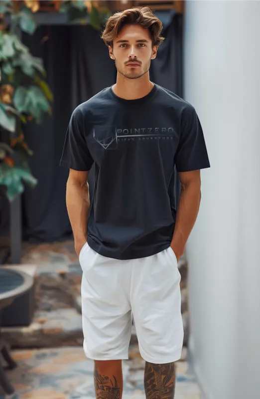 Point Zero | Round Collar Printed T-Shirt||Point Zero | T-shirt Imprimé Col Rond sold by Point Zero