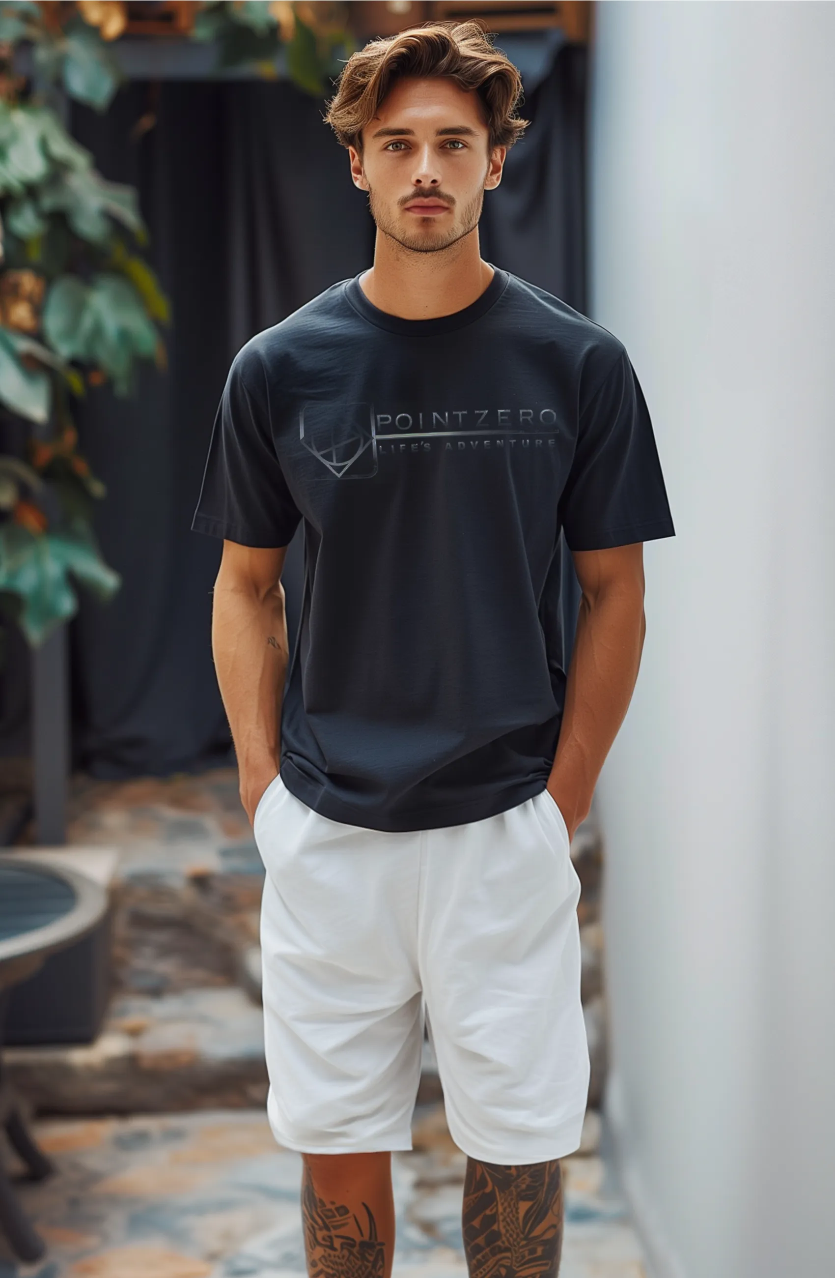 Point Zero | Round Collar Printed T-Shirt || Point Zero | T-shirt Imprimé Col Rond sold by Point Zero