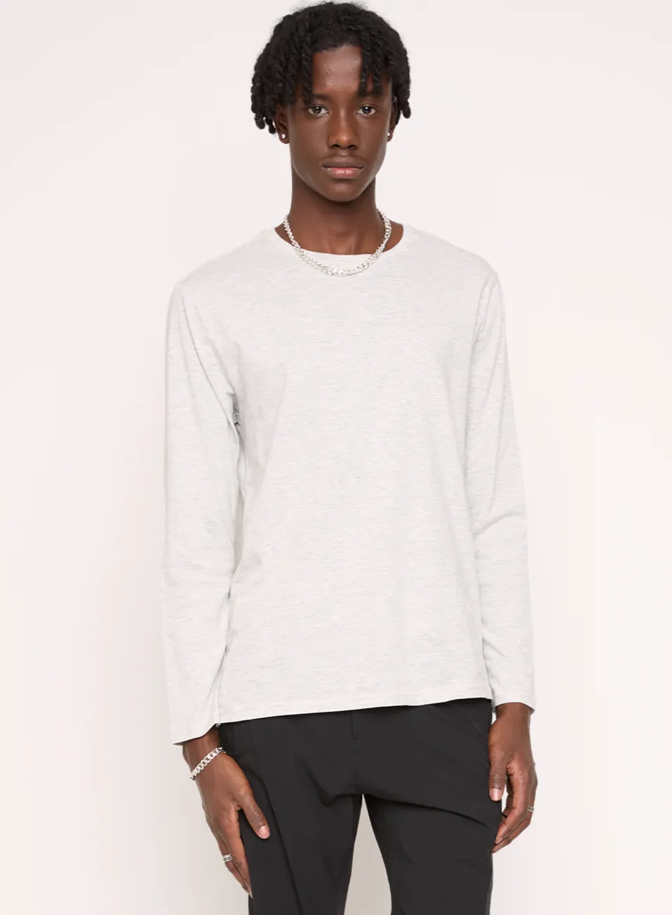 Kel | Basic Cotton Long-Sleeve Crewneck T-Shirt sold by Point Zero