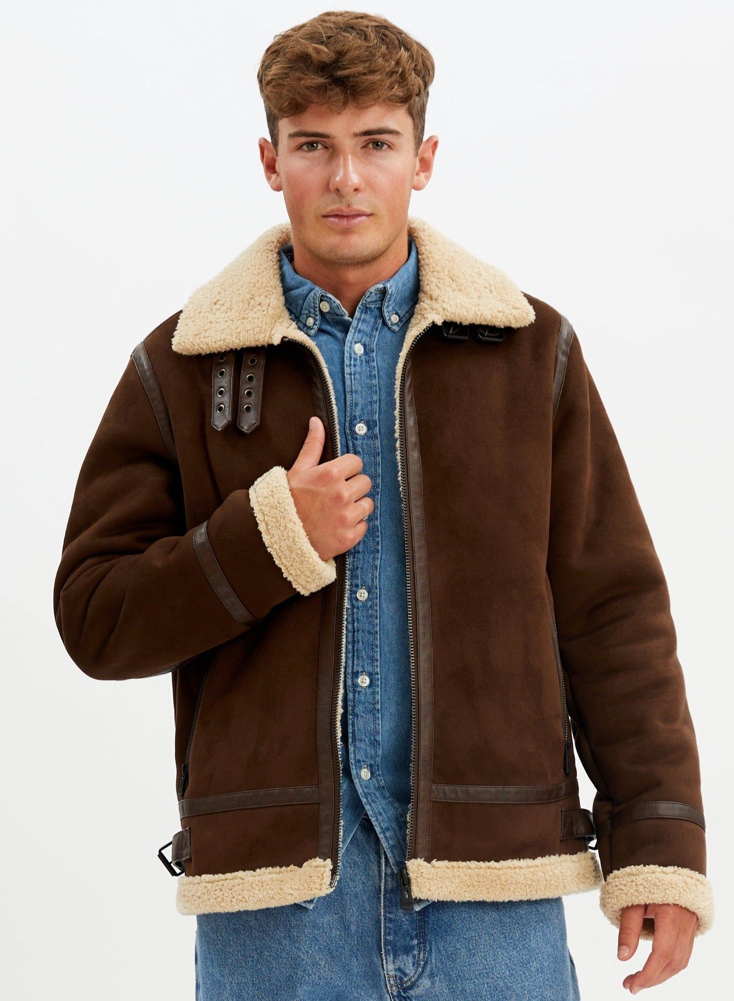 BRADLEY | Aviator vegan shearling jacket || BRADLEY | Blouson aviateur en faux sherling sold by Point Zero