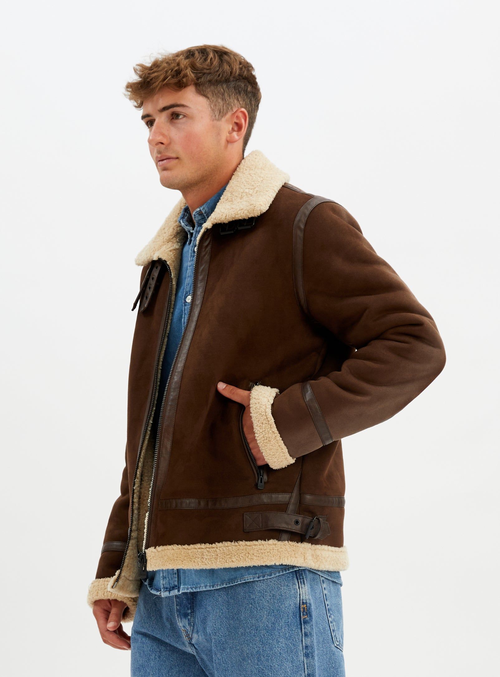 BRADLEY | Aviator vegan shearling jacket || BRADLEY | Blouson aviateur en faux sherling sold by Point Zero product image thumbnail 4