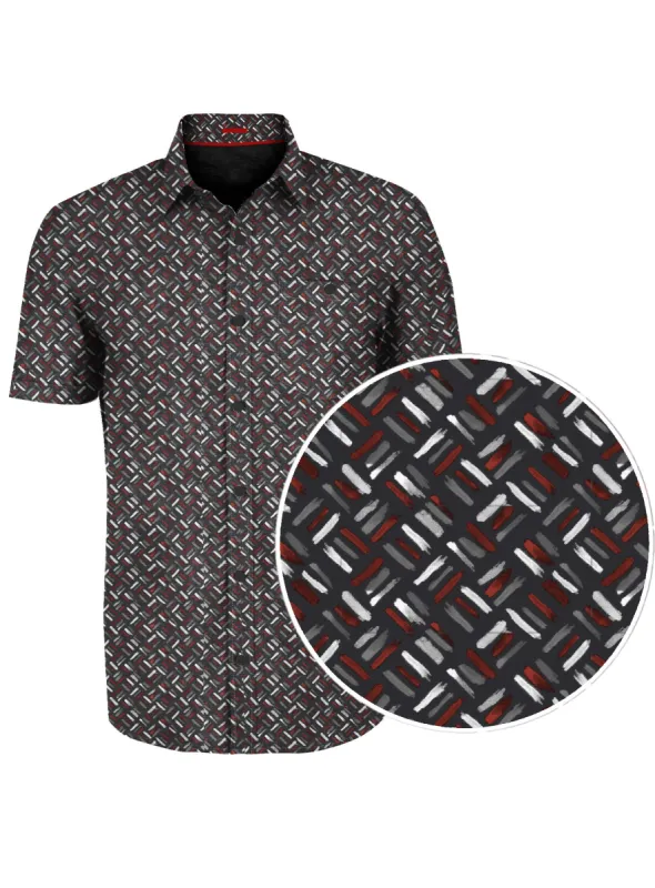 IVAN| Printed four way stretch short-sleeve Shirt||IVAN|Chemise à manches courtes imprimée extensible dans quatre directions sold by Point Zero