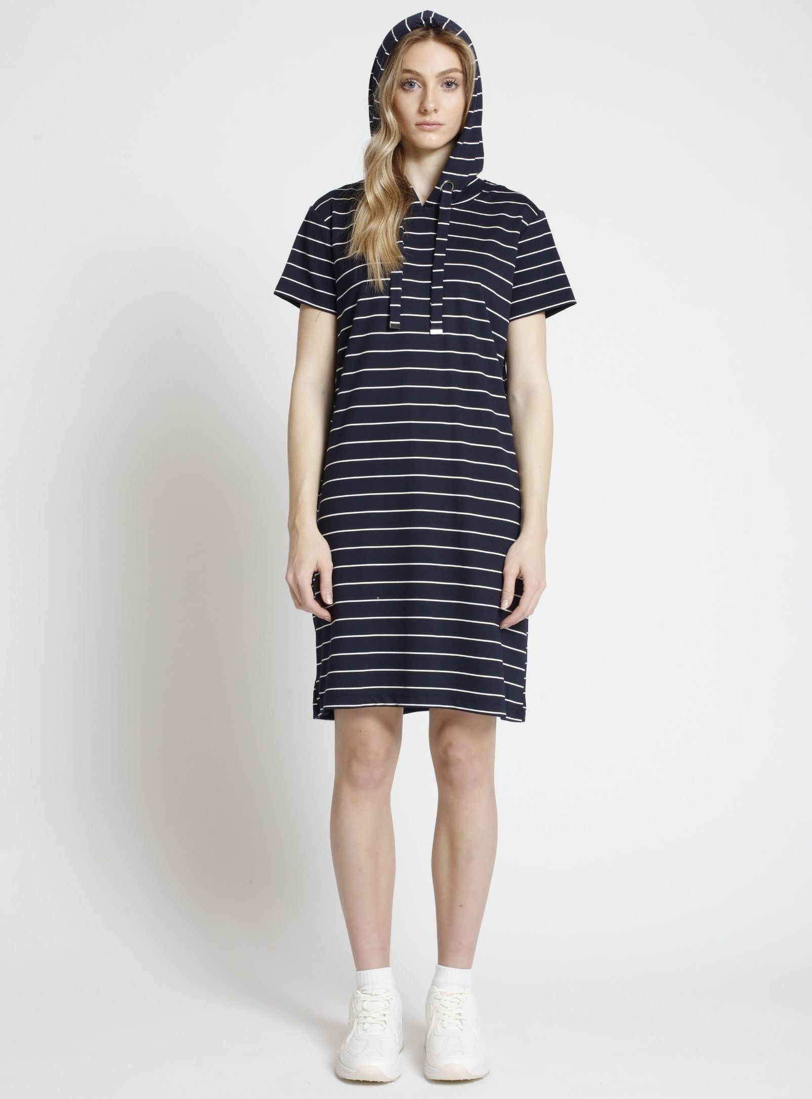 ALMA |Striped Short-Sleeve Hoodie Dress || ALMA |Robe à capuche rayée à manches courtes sold by Point Zero product image thumbnail 3