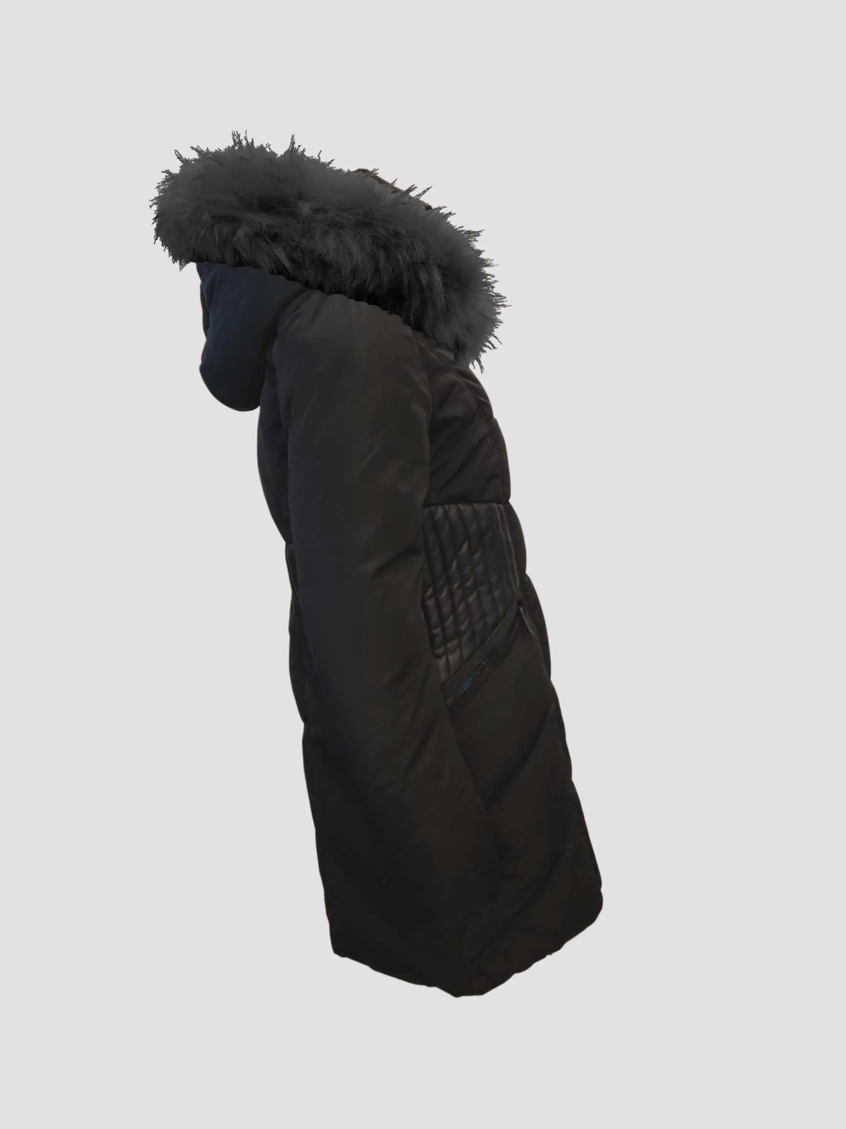 ALISE|Long Parka with fur hood||ALISE|Parka long avec capuche en fourrure sold by Point Zero product image thumbnail 4
