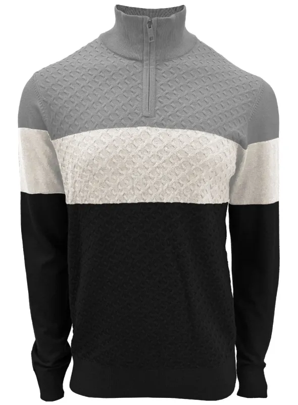 LUC | Cashmere like Quarter zip long-sleeve Sweater||LUC | Pull à manches longues avec fermeture éclair quart de tour, effet cachemire sold by Point Zero