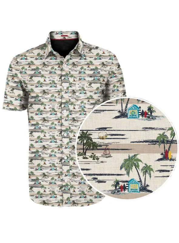 JONATHAN| Palm tree printed stretch Shirt||JONATHAN|Chemise imprimée palmiers extensible sold by Point Zero