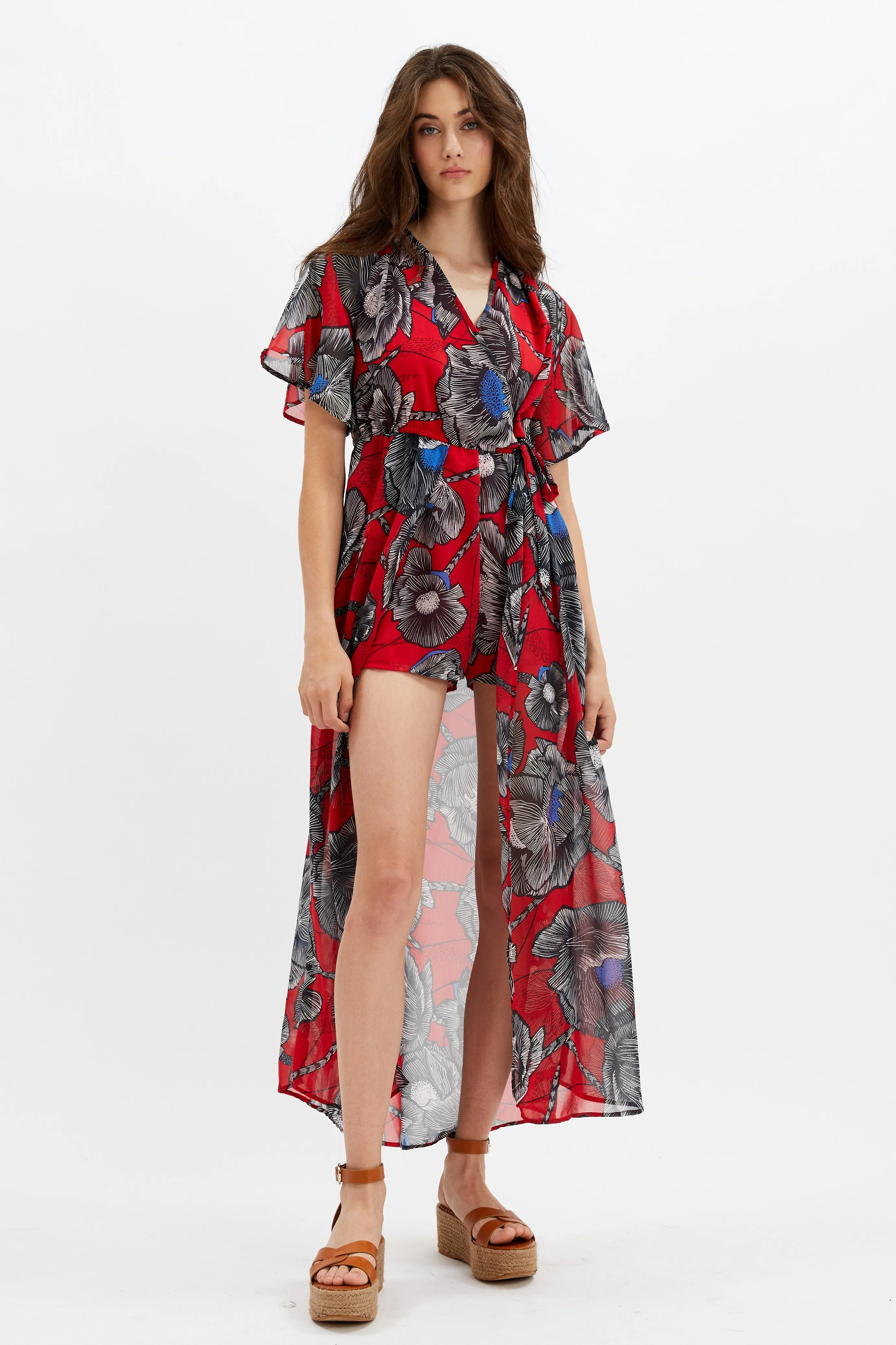 DELILAH| Large Floral Wrap Front Romper ||DELILAH| Robe à bretelles à larges fleurs sold by Point Zero product image thumbnail 3