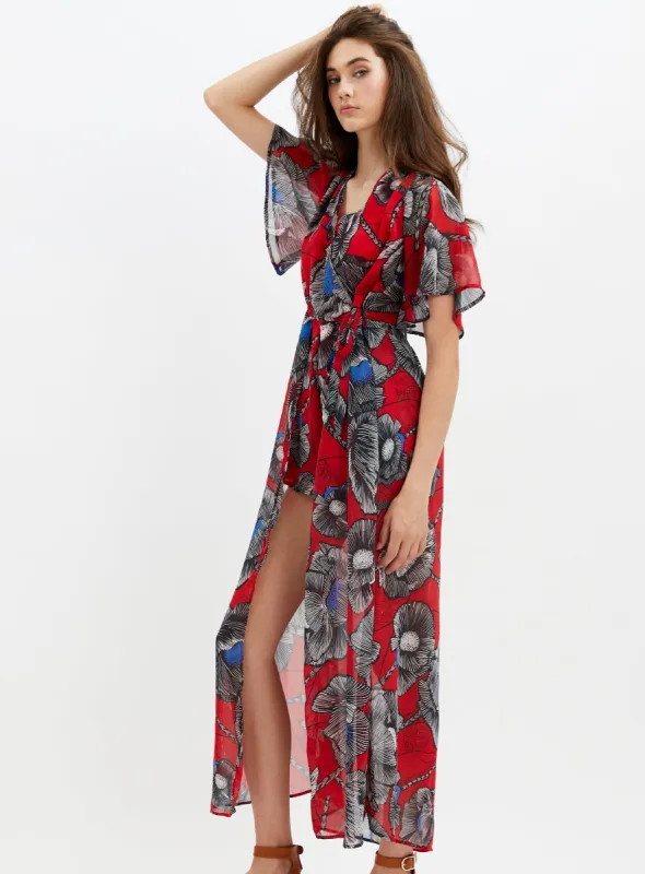 DELILAH| Large Floral Wrap Front Romper ||DELILAH| Robe à bretelles à larges fleurs sold by Point Zero