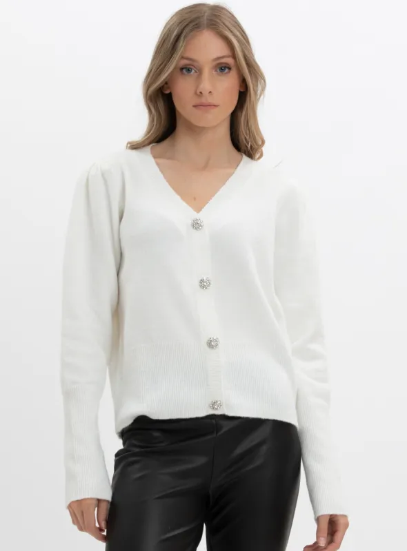 CHARLOTTE |  V-neck cardigan with jewels buttons || CHARLOTTE | Pull col V a boutons bijoux sold by Point Zero