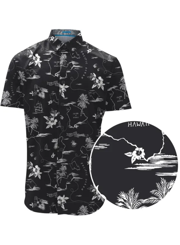 JAKE|Tuck out printed cotton Shirt||JAKE|Chemise en coton imprimée à porter à l'extérieur du pantalon sold by Point Zero