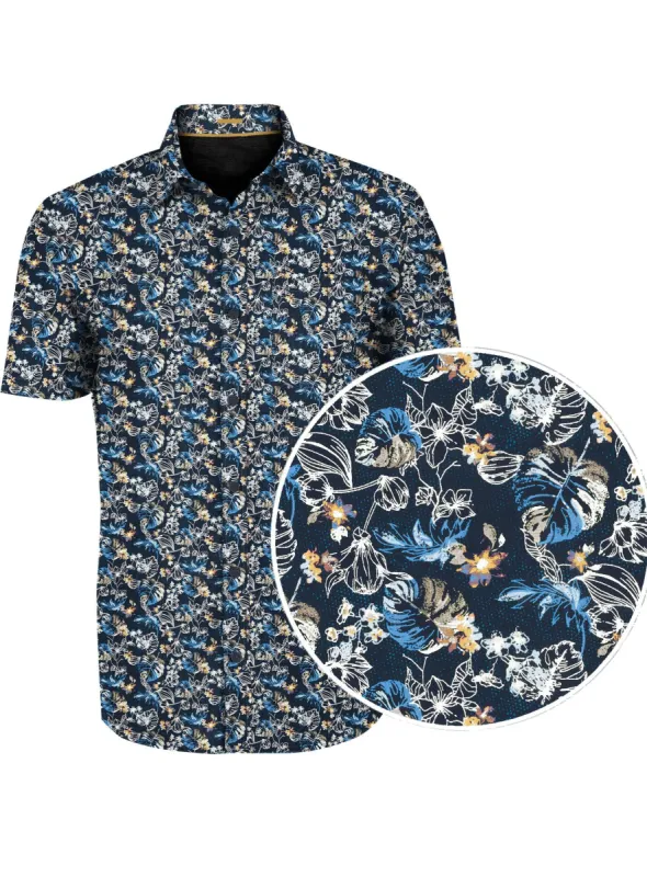 ENZO| Printed short-sleeve traveler Shirt||ENZO|Chemise de voyage à manches courtes imprimée sold by Point Zero