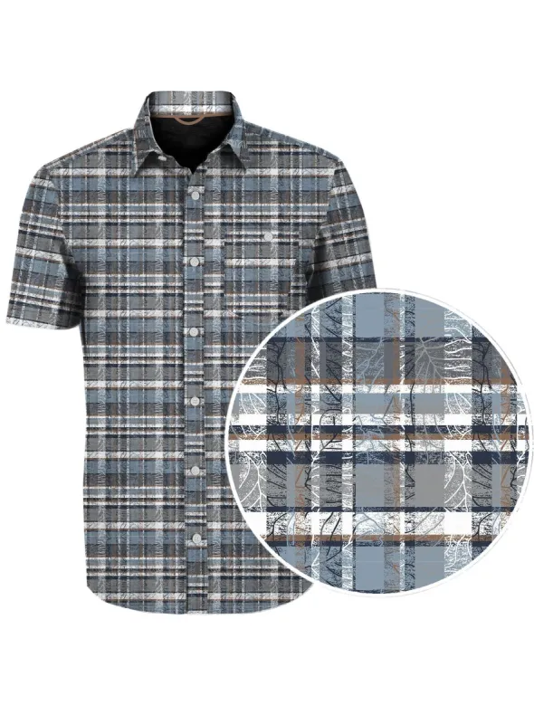 ISAAC| Checkered button-up stretch dry edition Shirt||ISAAC|Chemise à carreaux boutonnée extensible, édition sèche sold by Point Zero