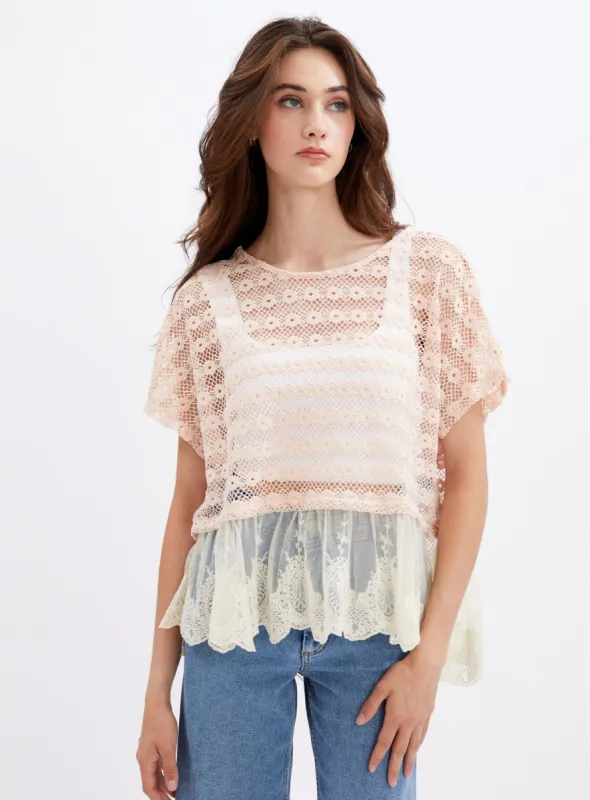 COCO | Sheer Extended Shoulder Shirt || COCO | Haut Transparent à épaules larges sold by Point Zero