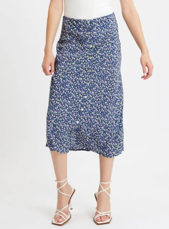 MELISSA | Midi floral skirt with buttons || MELISSA  | Jupe longue fleurie a boutons sold by Point Zero