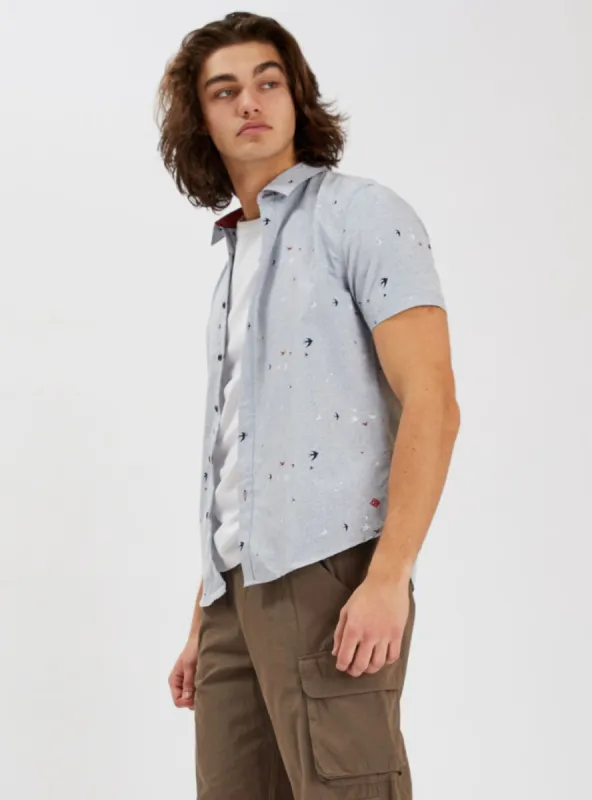 SEAL | Tuck-out easy iron shirt || SEAL | Chemise Repassage facile imprimée sold by Point Zero