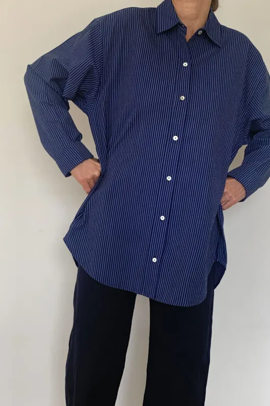 Berlin long shirt blue indigo sold by Poleci
