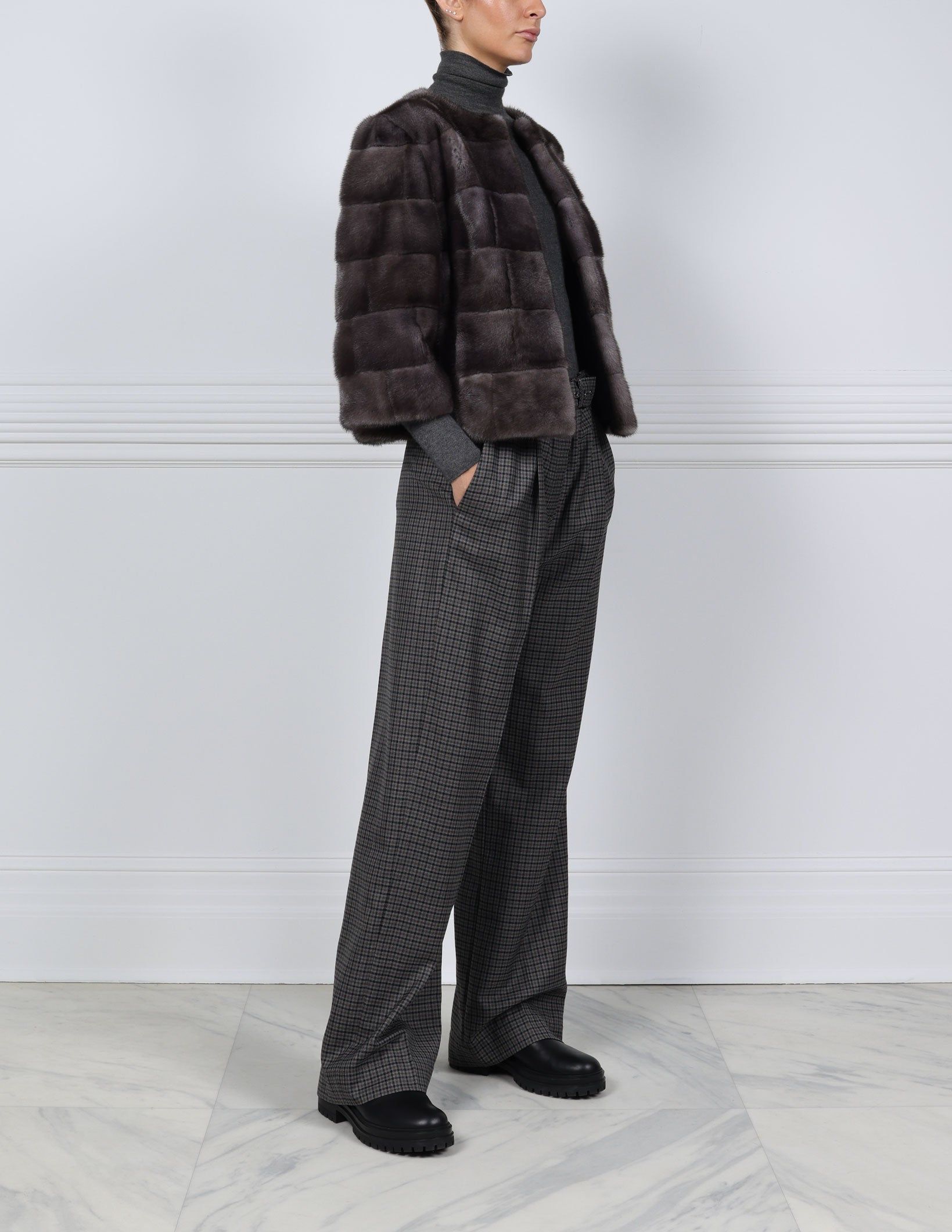 The Peyton Mink Fur Short Jacket with Suede Inserts sold by Pologeorgis product image thumbnail 2