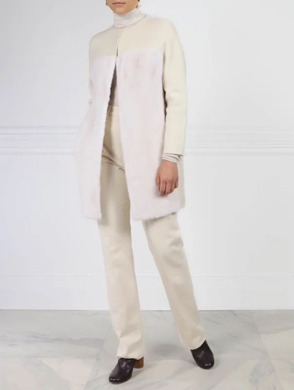 The Candy Wool & Cashmere Blend Coat with Mink Fur sold by Pologeorgis