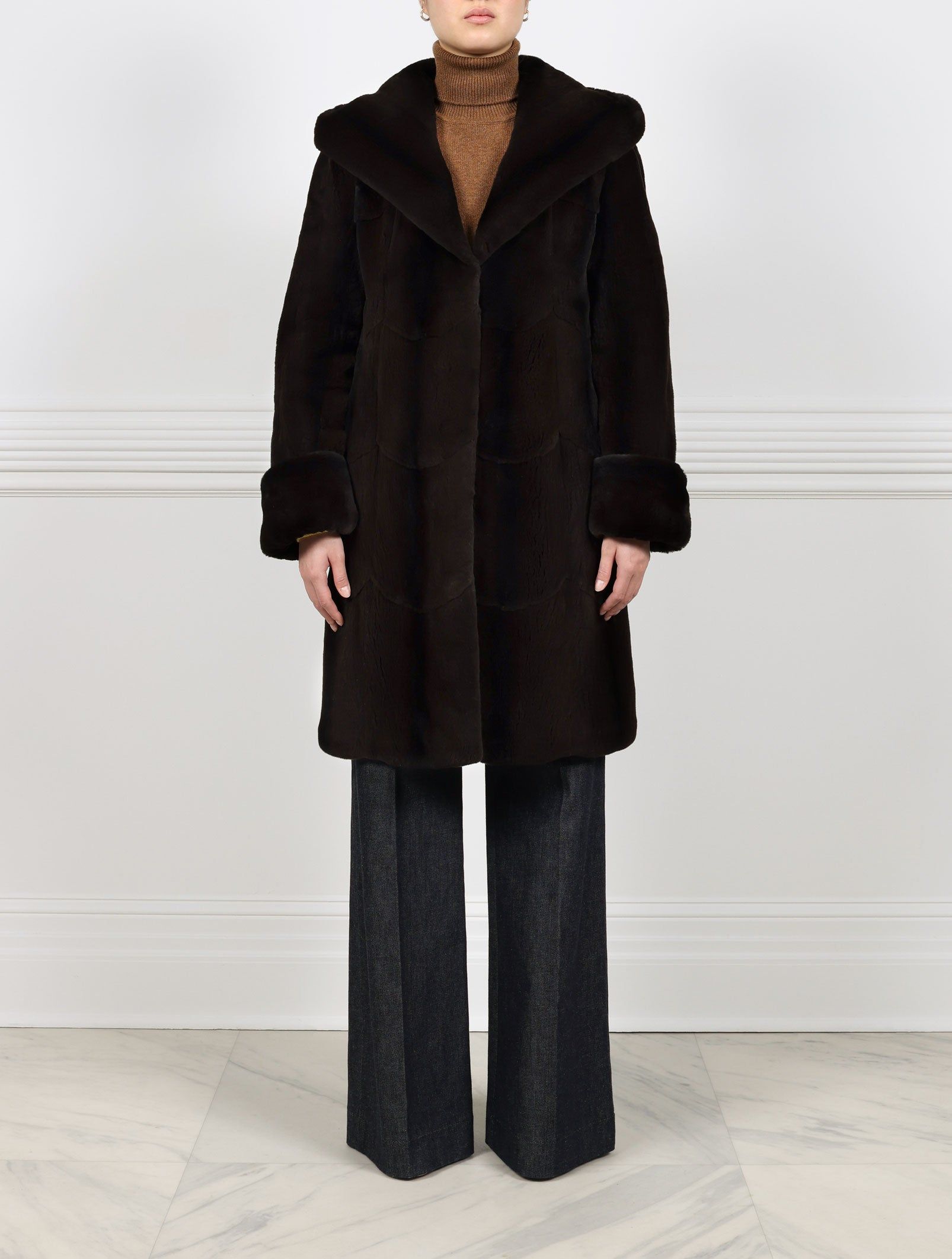 Chocolate Hooded Mink Coat sold by Pologeorgis