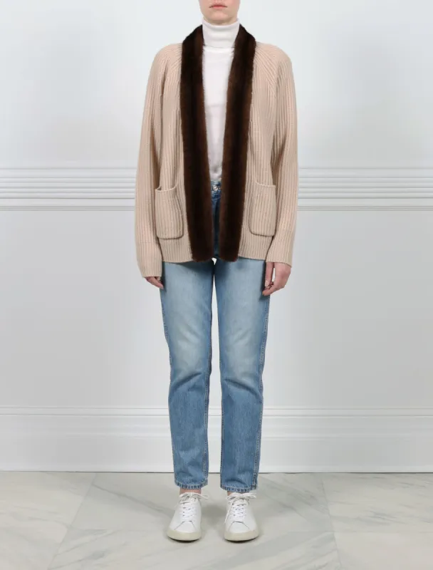 Mink Trimmed Cashmere Cardigan sold by Pologeorgis