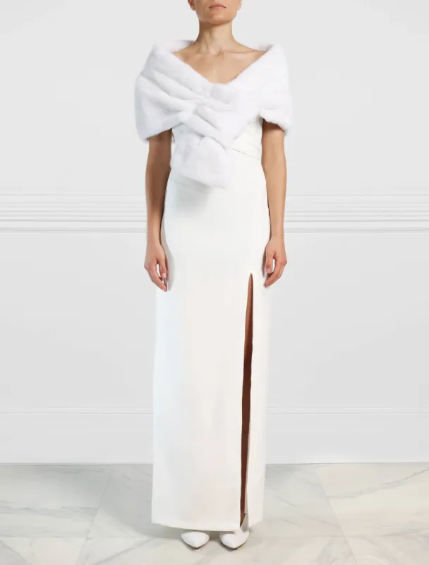 The Bridal Collection - The Zola Mink Pull-Through Stole in Winter White sold by Pologeorgis