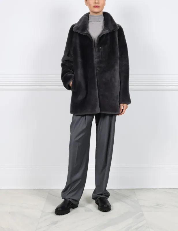 The Lainey Shearling Jacket sold by Pologeorgis