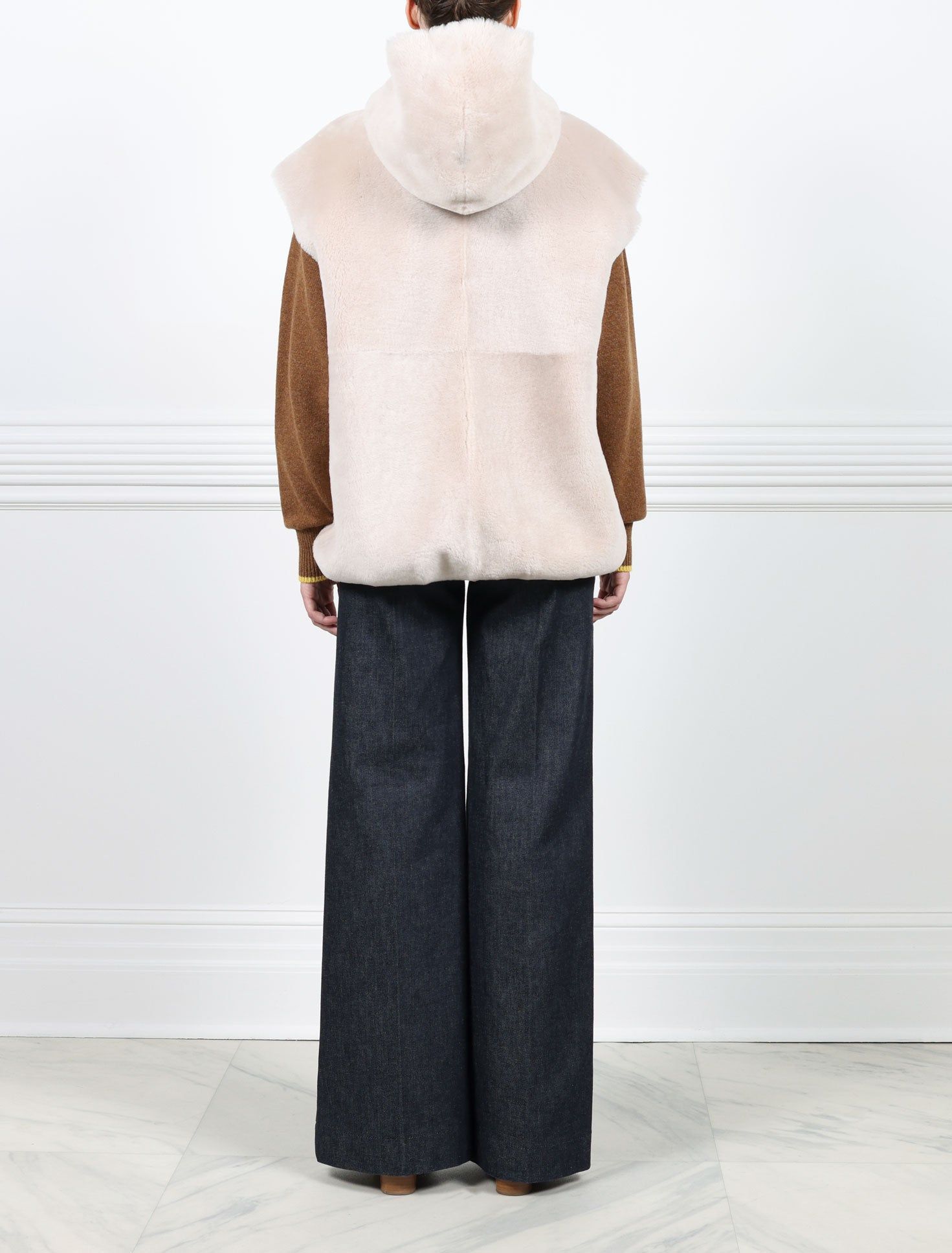 The Amelia Hooded Shearling Cap Sleeved Vest sold by Pologeorgis product image thumbnail 4