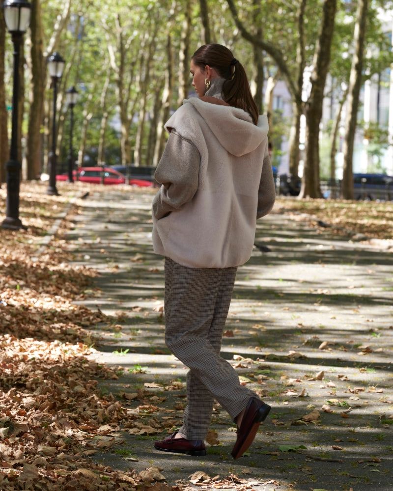 The Amelia Hooded Shearling Cap Sleeved Vest sold by Pologeorgis product image thumbnail 5