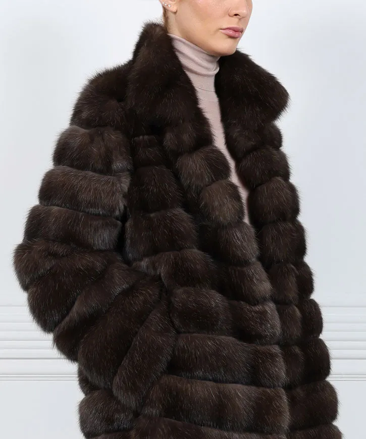 The Addison Horizontal Sable Fur & Suede Coat sold by Pologeorgis product image thumbnail 5