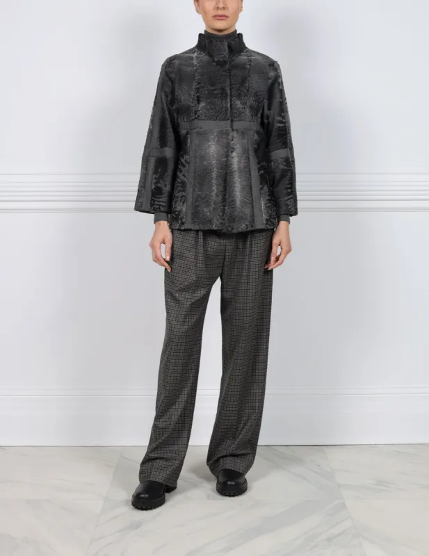 Lamb Jacket with Flannel Inserts in Grey sold by Pologeorgis