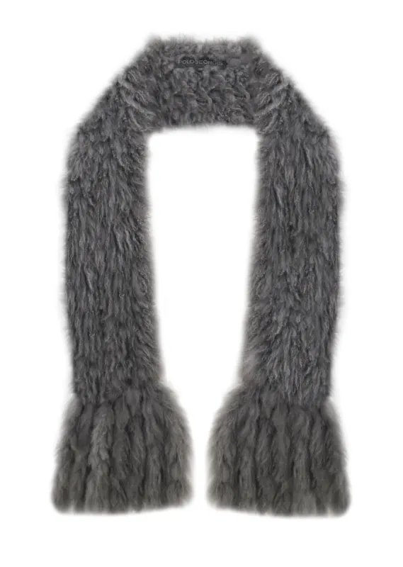 Knitted Shearling Scarf with Fringe sold by Pologeorgis