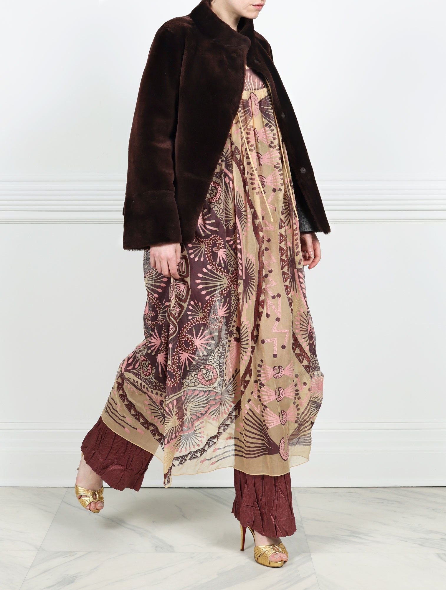 Fantastic Flowers Printed Shearling Jacket Designed by Zandra Rhodes sold by Pologeorgis