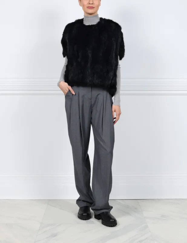 The Frannie Fur Cocoon Vest sold by Pologeorgis